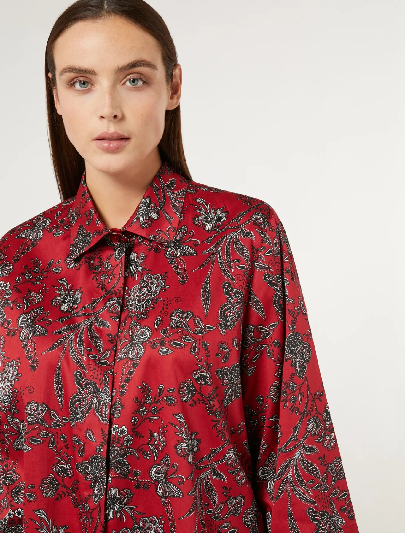 Marina Rinaldi Chemise en satin de coton ROUGE New