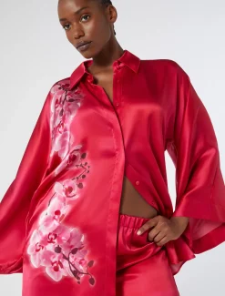 Marina Rinaldi Chemise en satin de soie FUCHSIA New