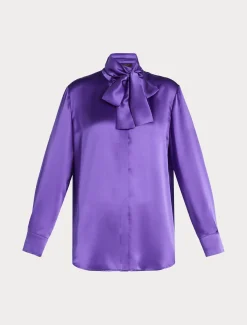 Marina Rinaldi Chemise en satin de soie VIOLET Outlet