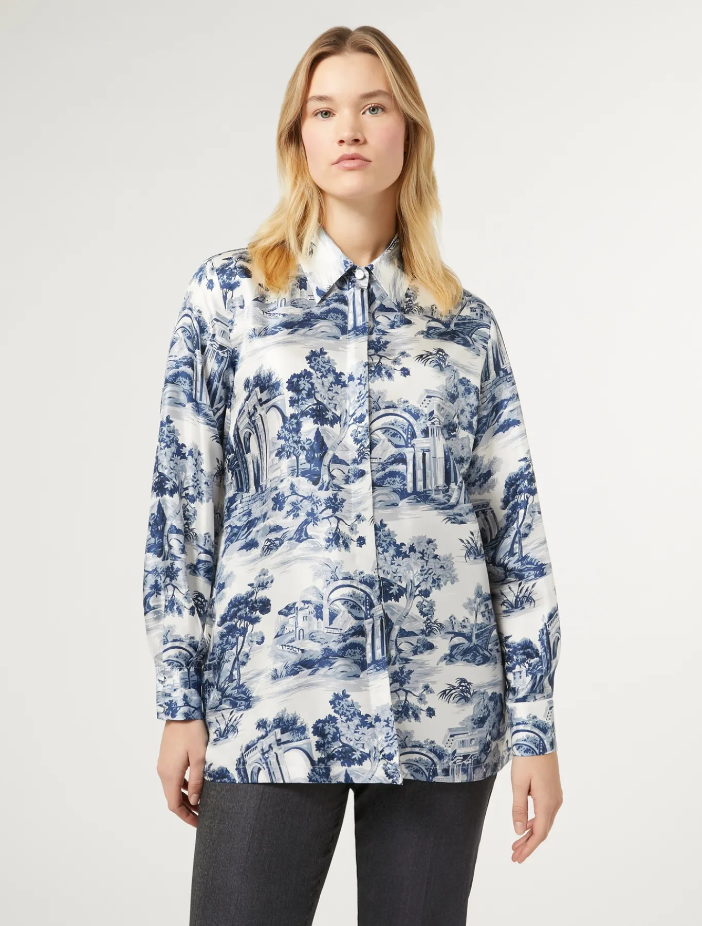 Marina Rinaldi Chemise en sergé de soie BLANCBLEU Hot