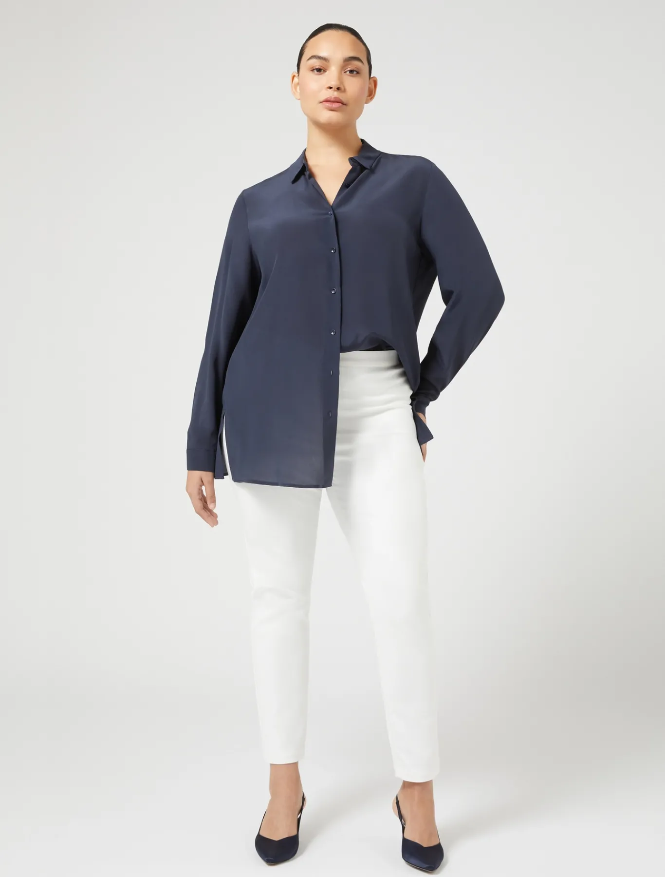 Marina Rinaldi Chemise en soie GRISBLEU Fashion