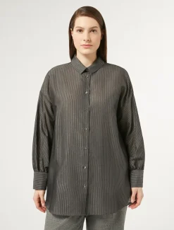 Marina Rinaldi Chemise en toile de coton et soie GRISFONCE Best