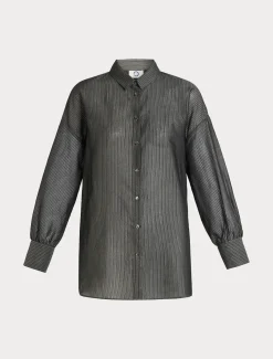 Marina Rinaldi Chemise en toile de coton et soie GRISFONCE Best