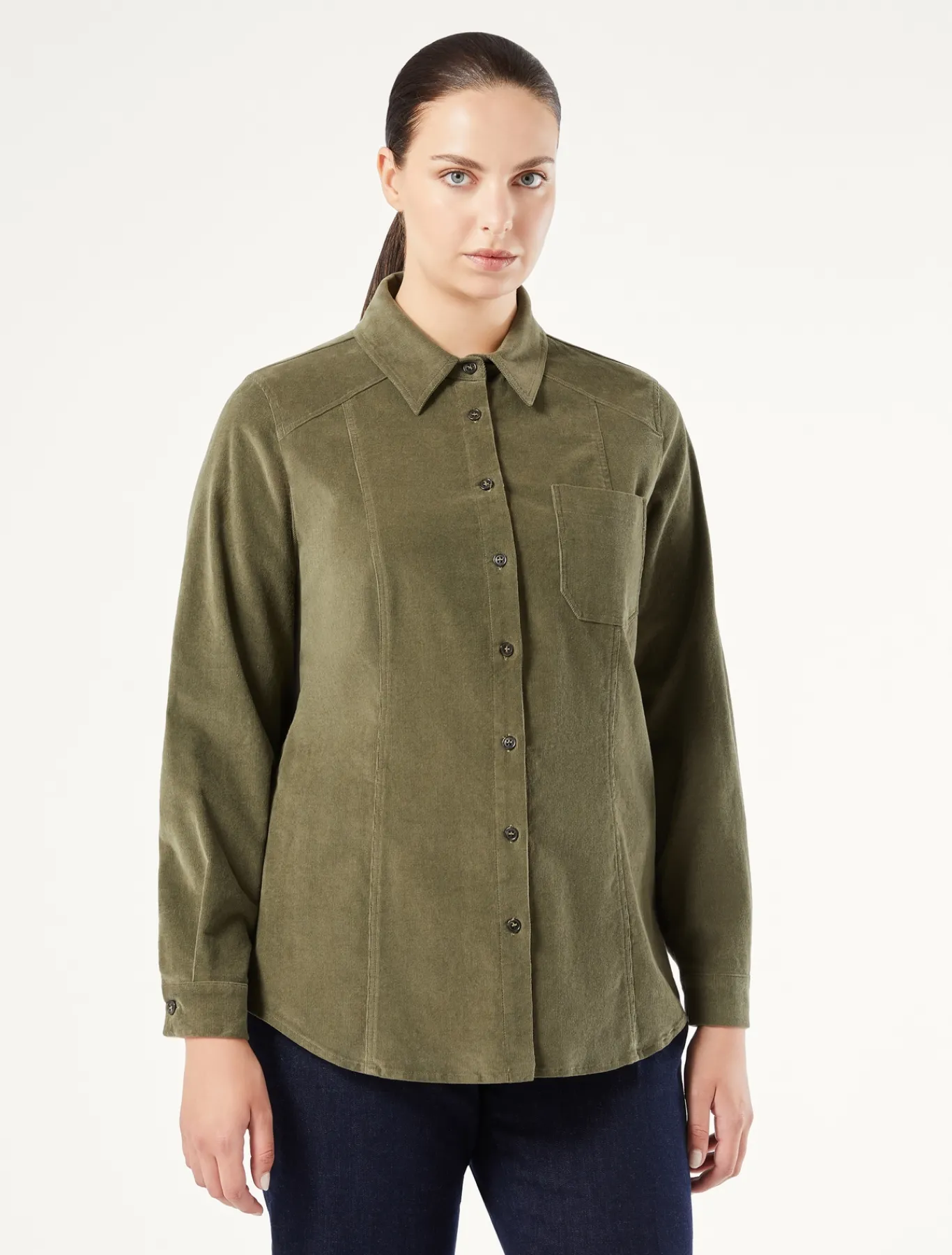 Marina Rinaldi Chemise en velours de coton KAKI Outlet
