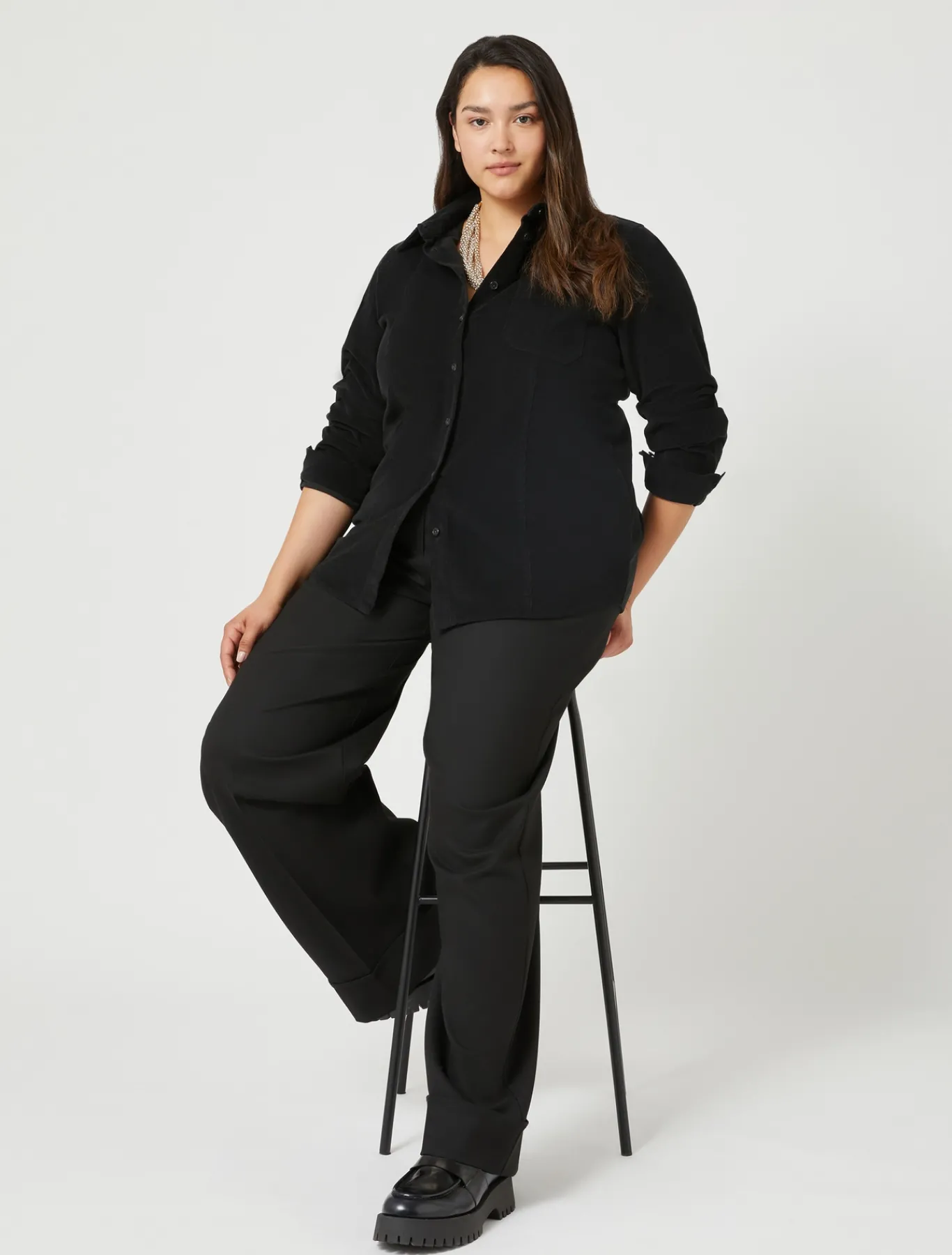 Marina Rinaldi Chemise en velours de coton NOIR New