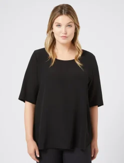 Marina Rinaldi Chemisier en crêpe de Chine de soie NOIR Discount