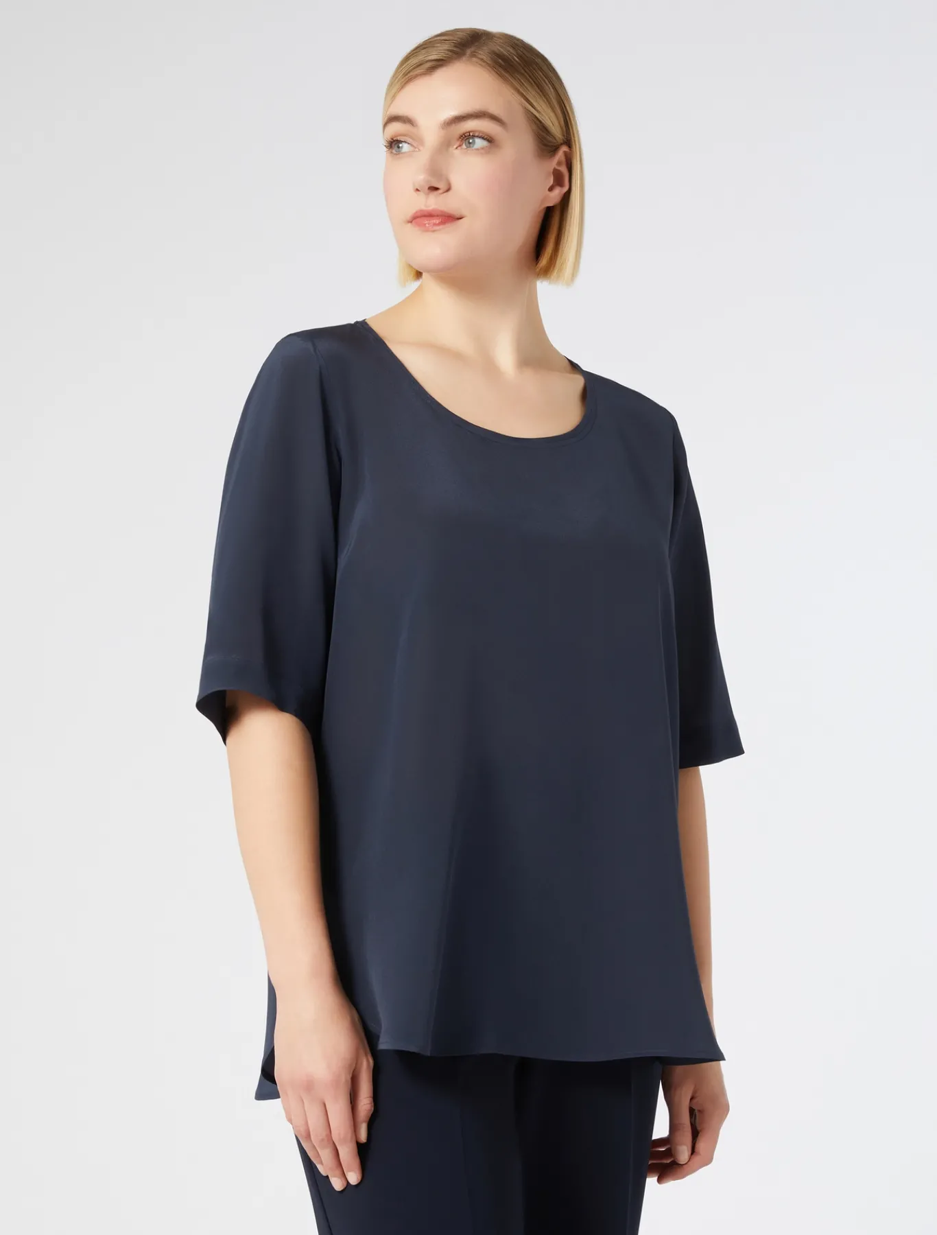 Marina Rinaldi Chemisier en crêpe de Chine de soie BLEUET Outlet