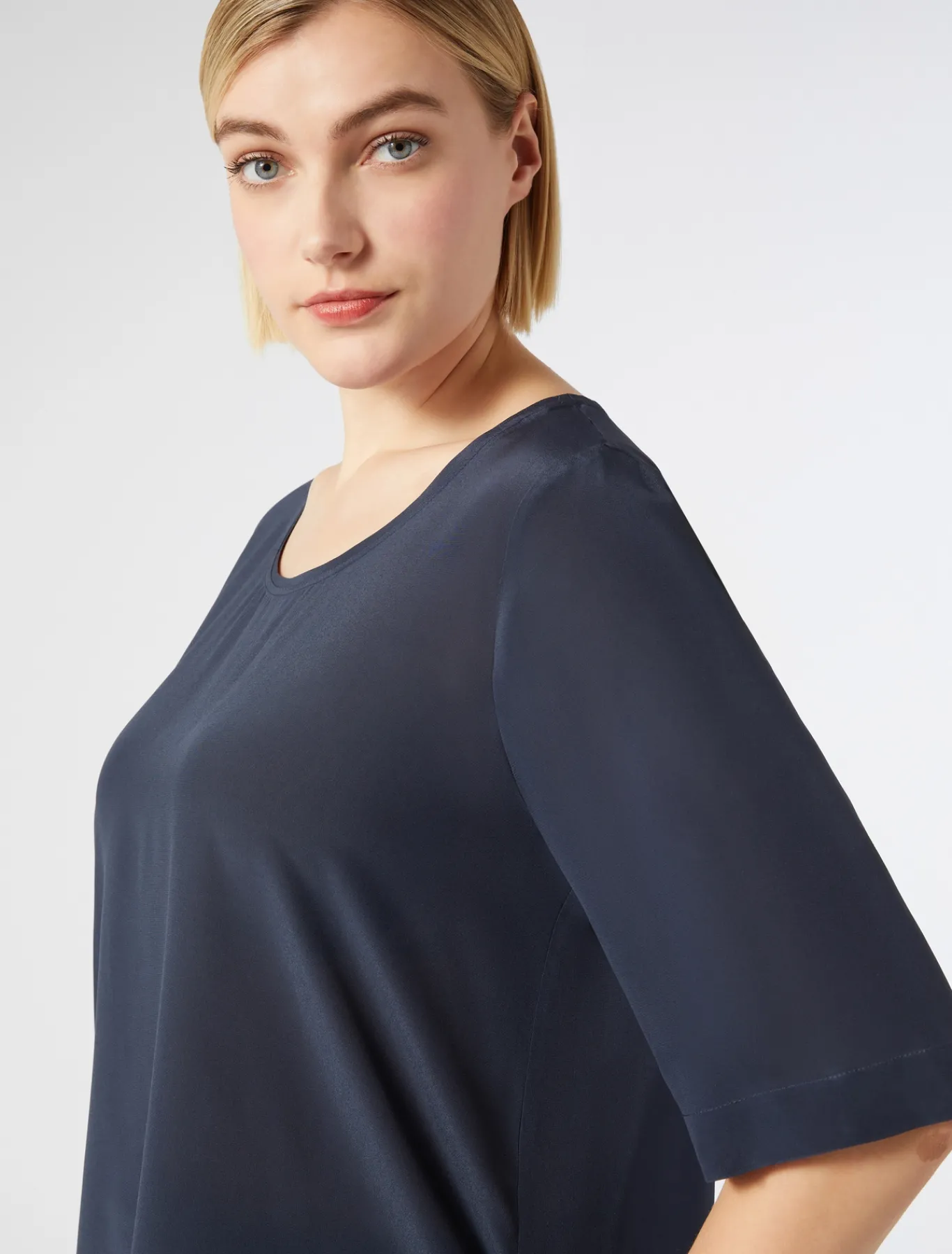 Marina Rinaldi Chemisier en crêpe de Chine de soie BLEUET Outlet