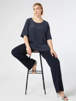 Marina Rinaldi Chemisier en crêpe de Chine de soie BLEUET Outlet