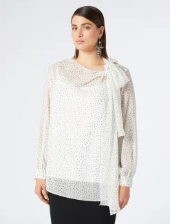 Marina Rinaldi Chemisier en georgette de soie BLANC Clearance