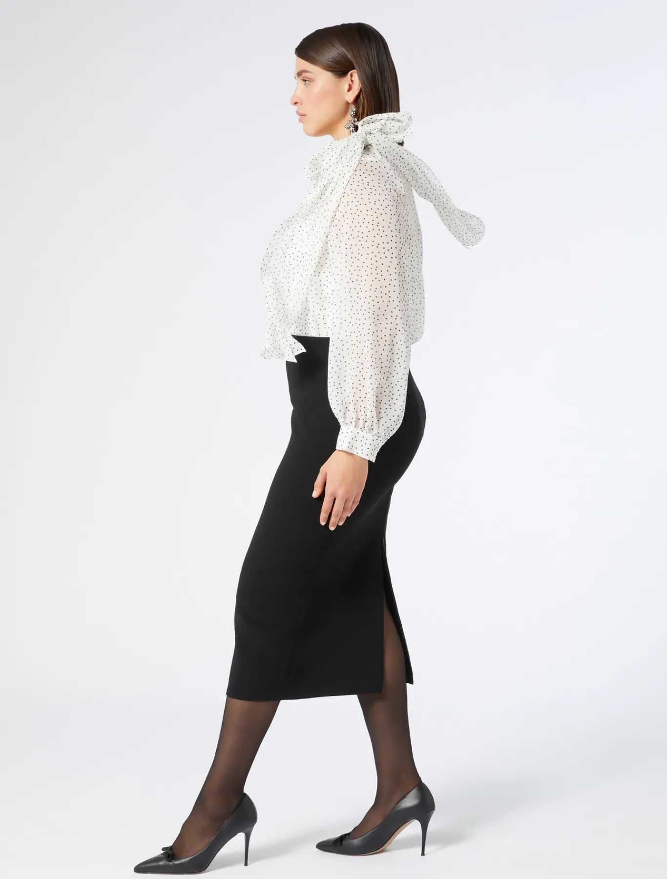 Marina Rinaldi Chemisier en georgette de soie BLANC Clearance