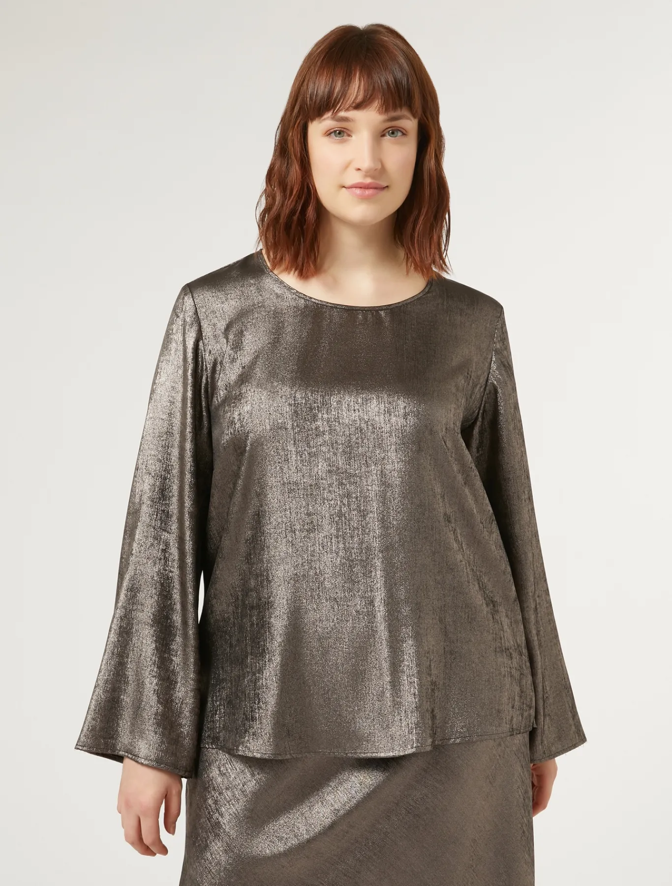 Marina Rinaldi Chemisier en mousseline lamée BRONZE Fashion