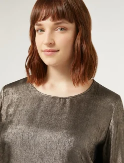 Marina Rinaldi Chemisier en mousseline lamée BRONZE Fashion