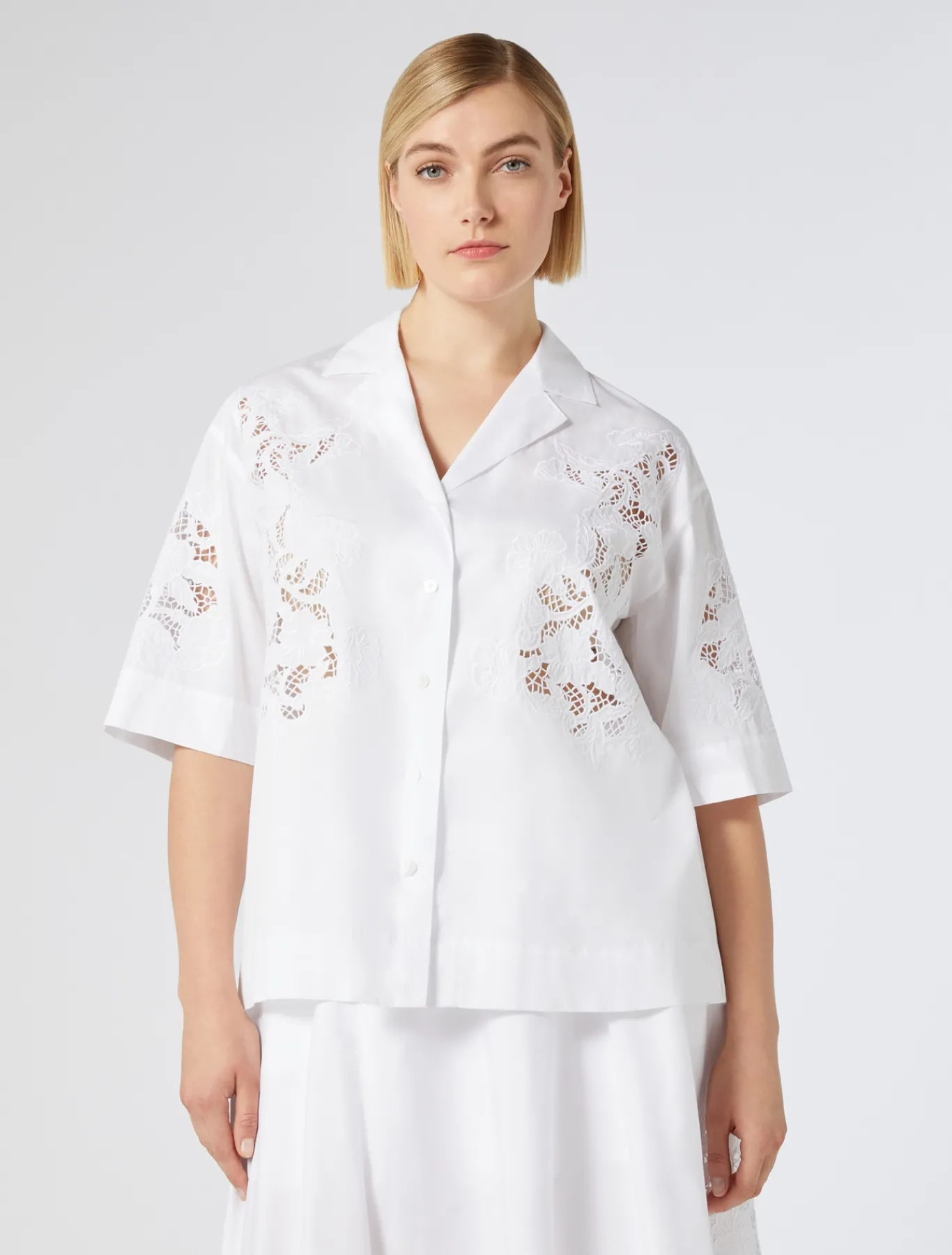 Marina Rinaldi Chemisier en popeline avec broderie BLANCNEUTRE Sale