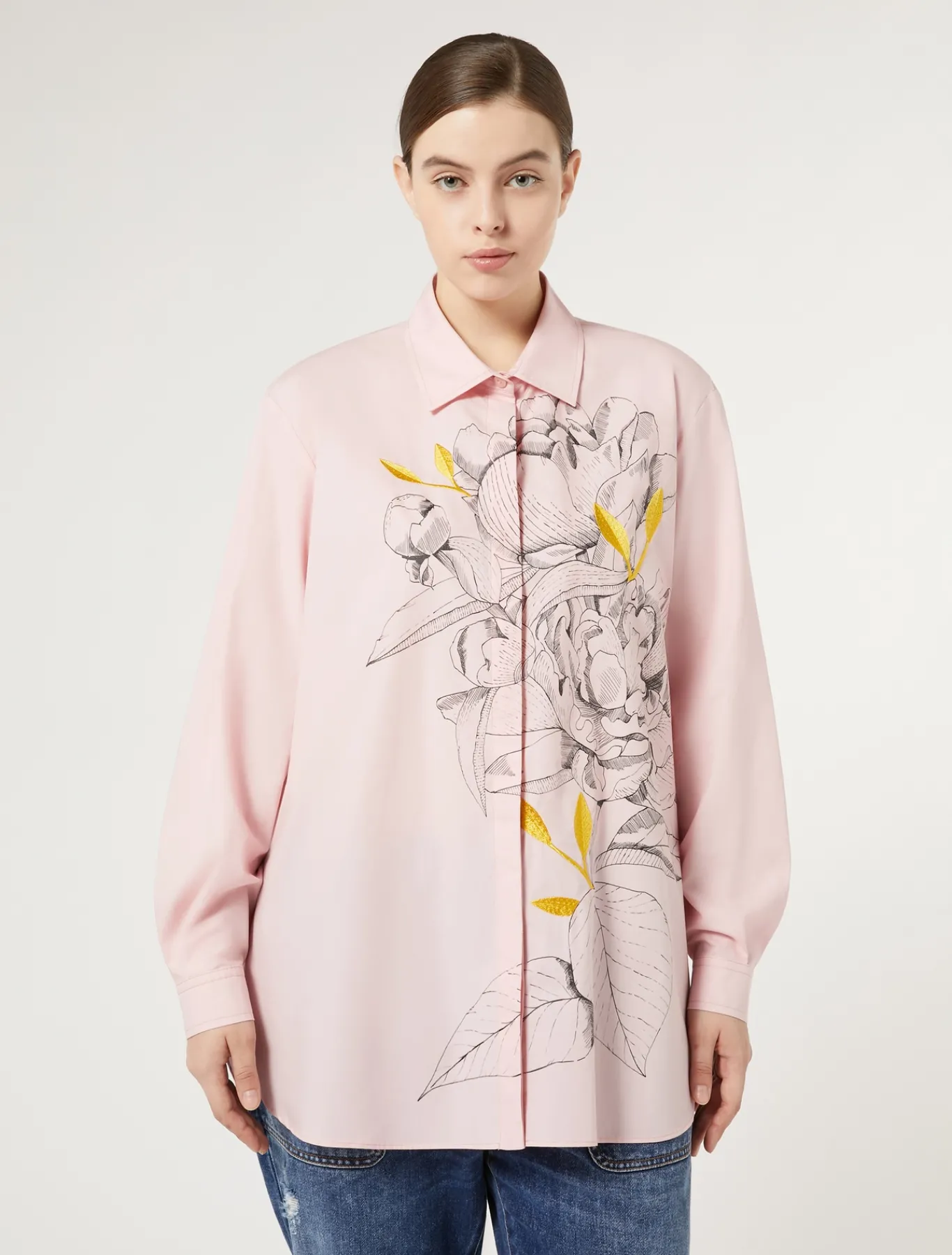 Marina Rinaldi Chemisier en popeline avec broderie ROSE New