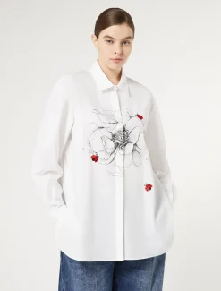 Marina Rinaldi Chemisier en popeline avec broderie BLANC Clearance