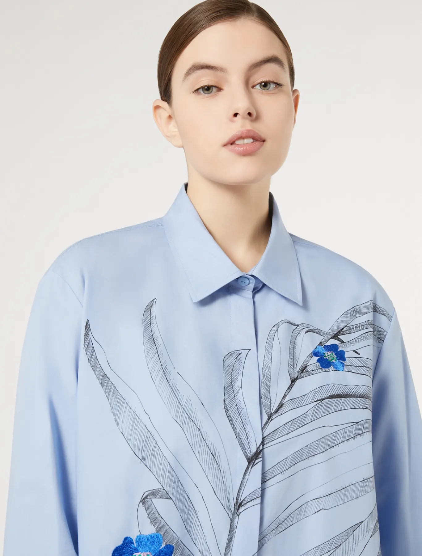 Marina Rinaldi Chemisier en popeline avec broderie CIEL Clearance