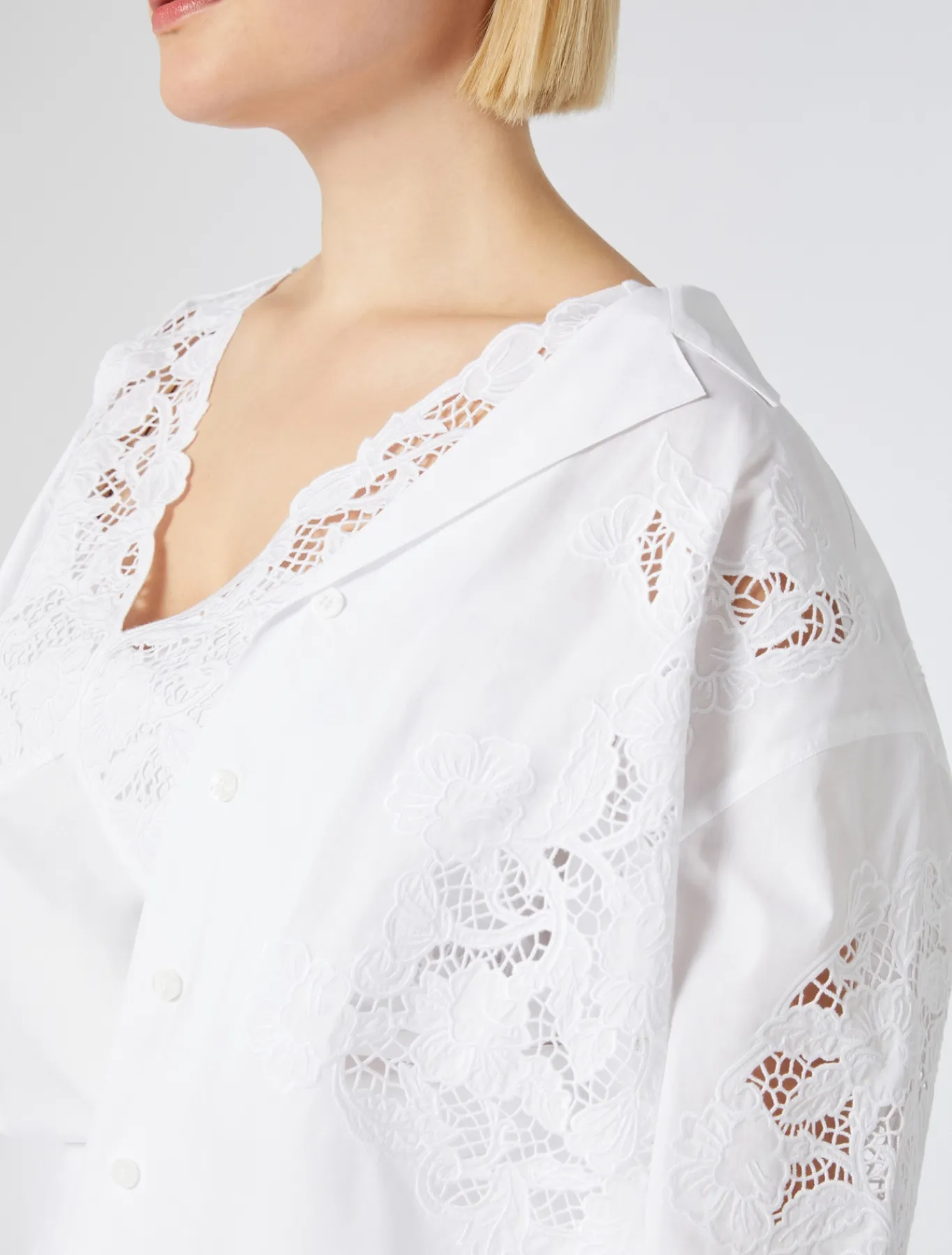 Marina Rinaldi Chemisier en popeline avec broderie BLANCNEUTRE Sale