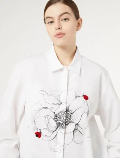 Marina Rinaldi Chemisier en popeline avec broderie BLANC Clearance