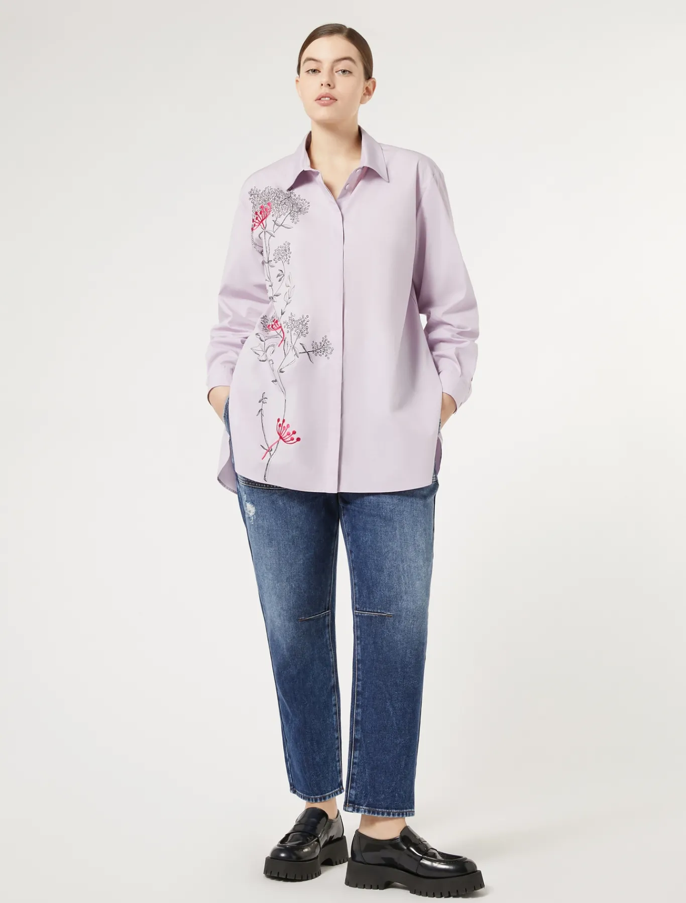 Marina Rinaldi Chemisier en popeline avec broderie LILAS Online