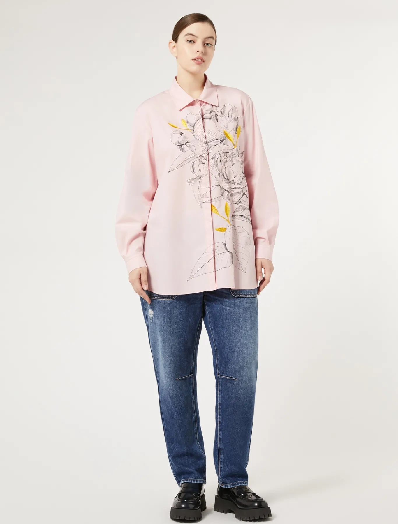 Marina Rinaldi Chemisier en popeline avec broderie ROSE New