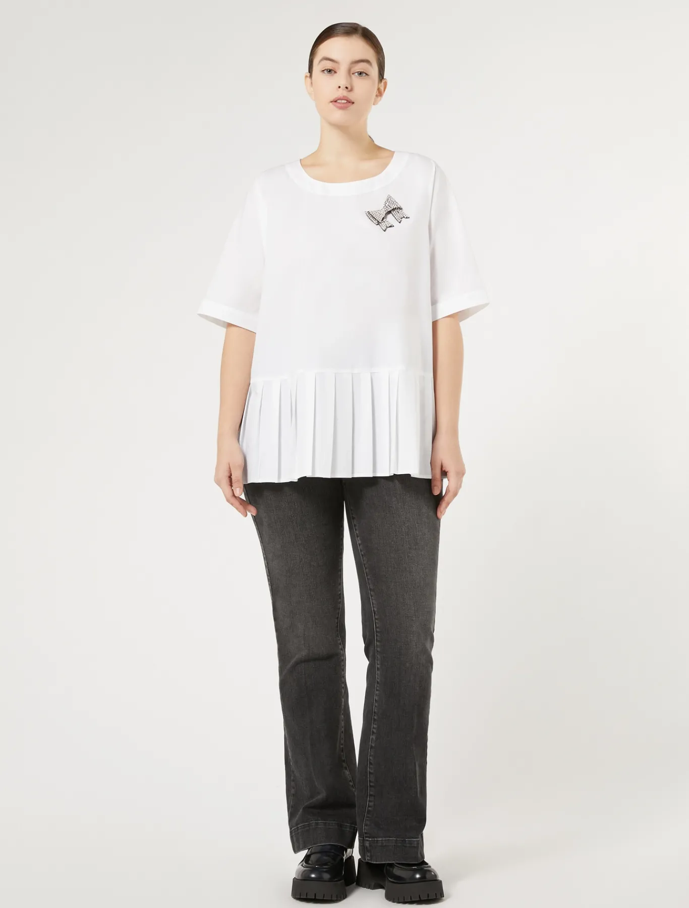 Marina Rinaldi Chemisier en popeline de coton BLANC Clearance