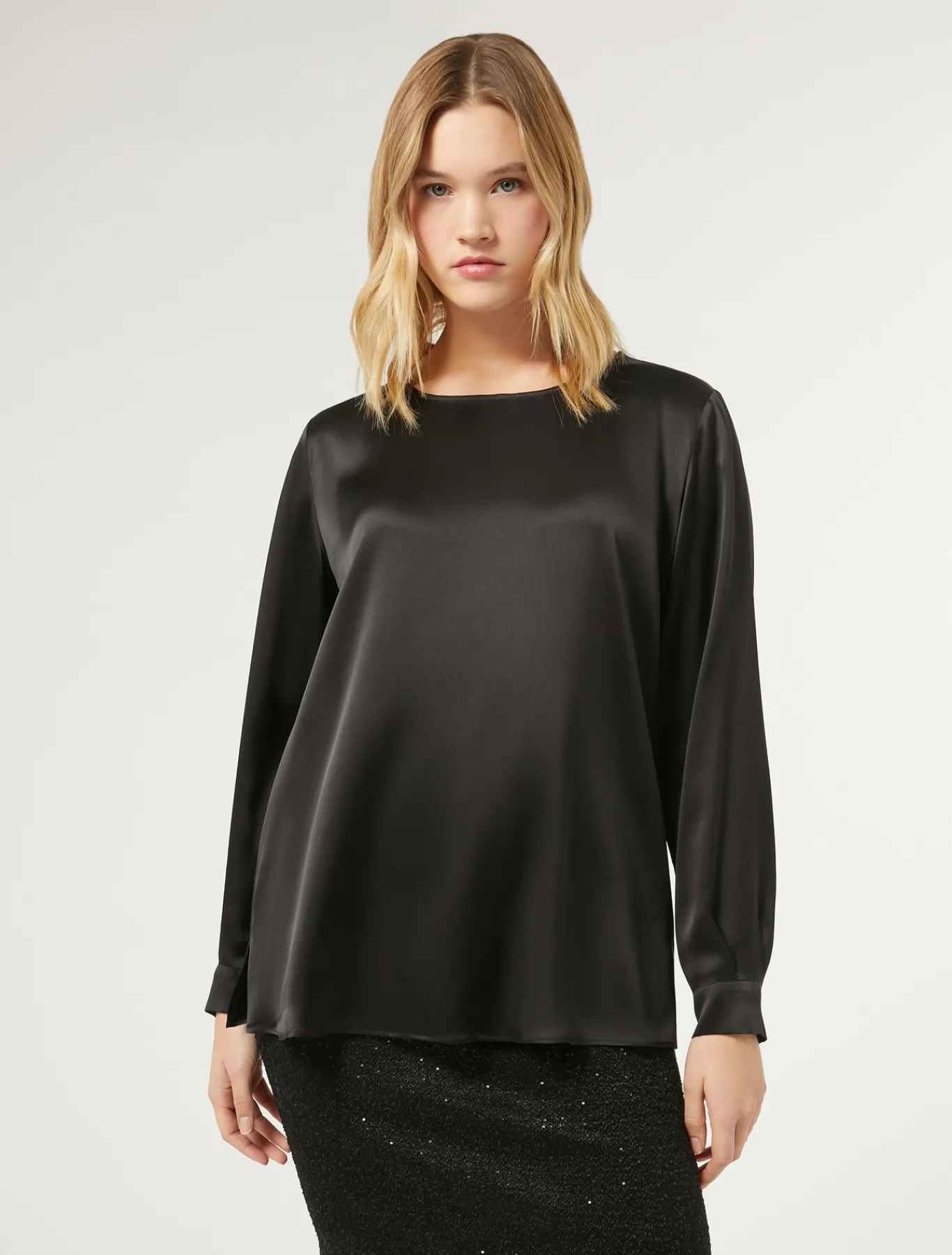 Marina Rinaldi Chemisier en satin de soie NOIR Outlet