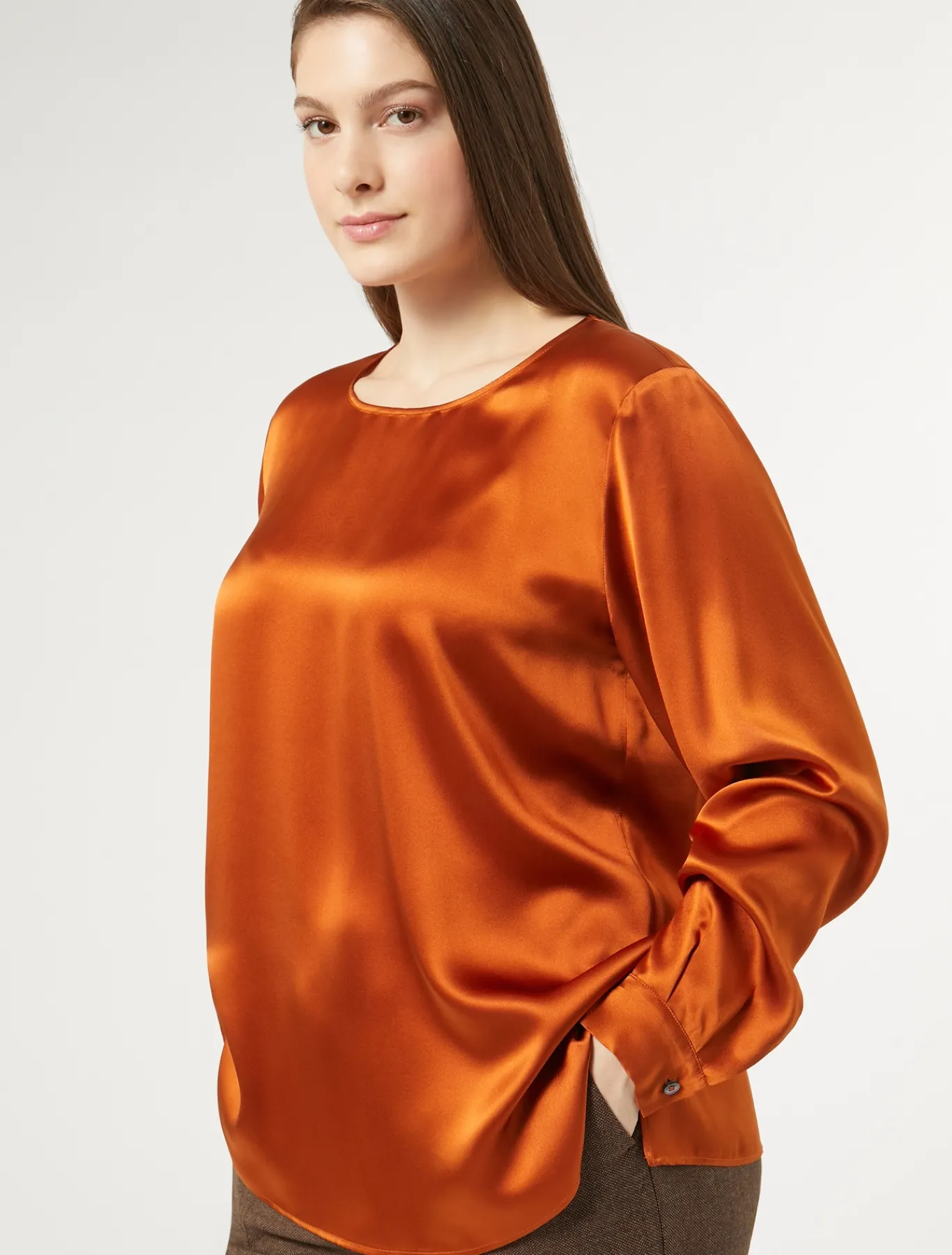 Marina Rinaldi Chemisier en satin de soie ROUGEORANGE Sale