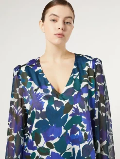 Marina Rinaldi Chemisier en sergé et georgette NOIR Discount