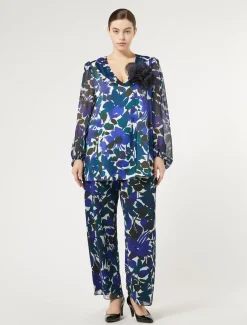 Marina Rinaldi Chemisier en sergé et georgette NOIR Discount