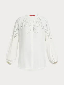 Marina Rinaldi Chemisier en viscose avec broderie BLANC Hot