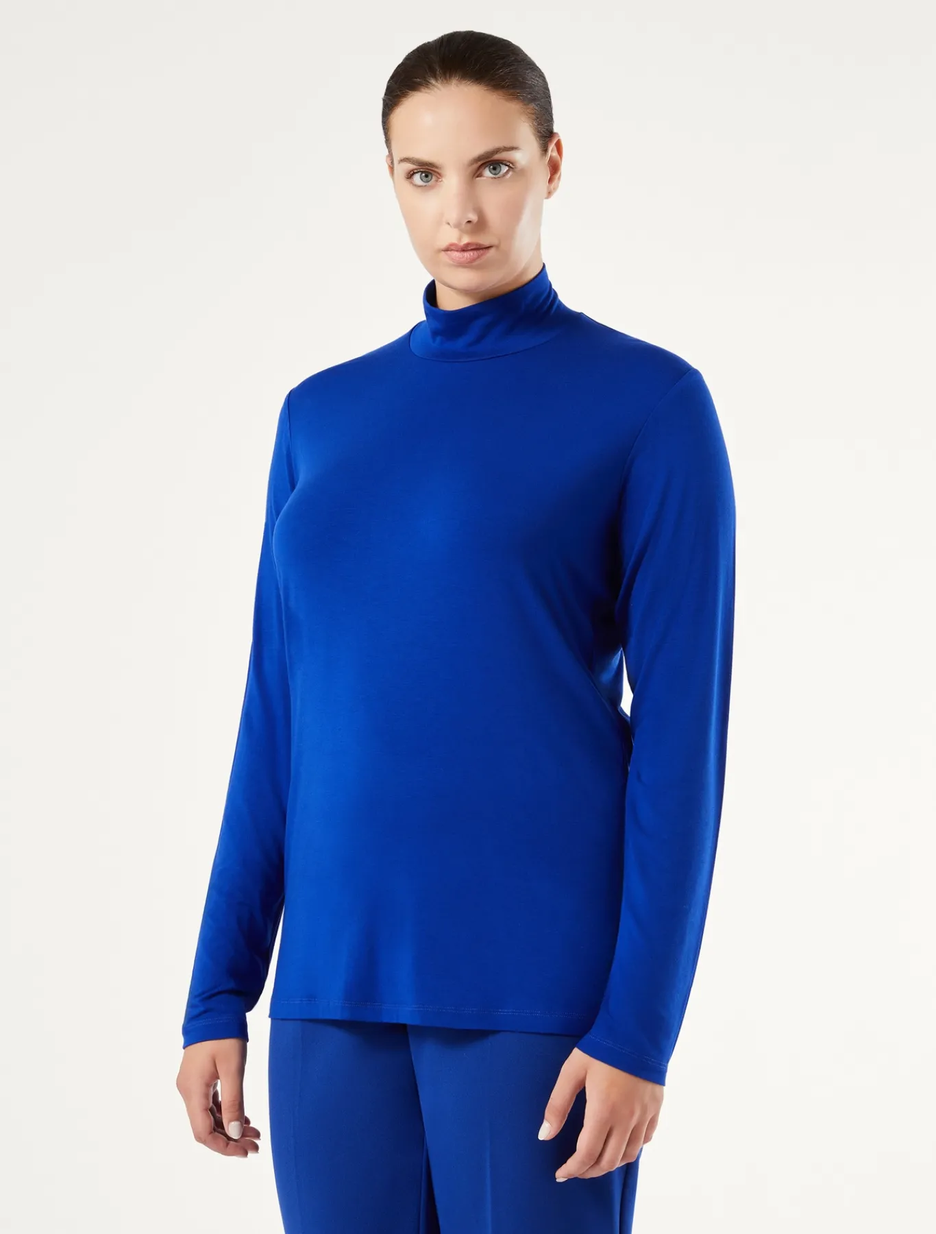 Marina Rinaldi Col roulé en jersey de viscose stretch BLEUET Outlet