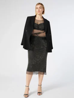 Marina Rinaldi Haut en filet avec strass NOIR Best