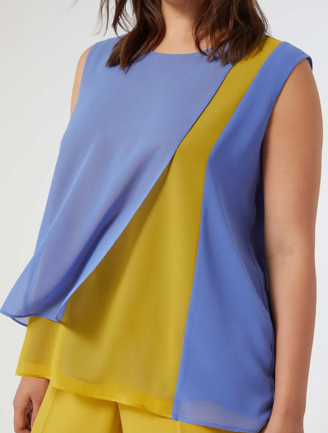 Marina Rinaldi Haut en georgette GRISBLEU Sale
