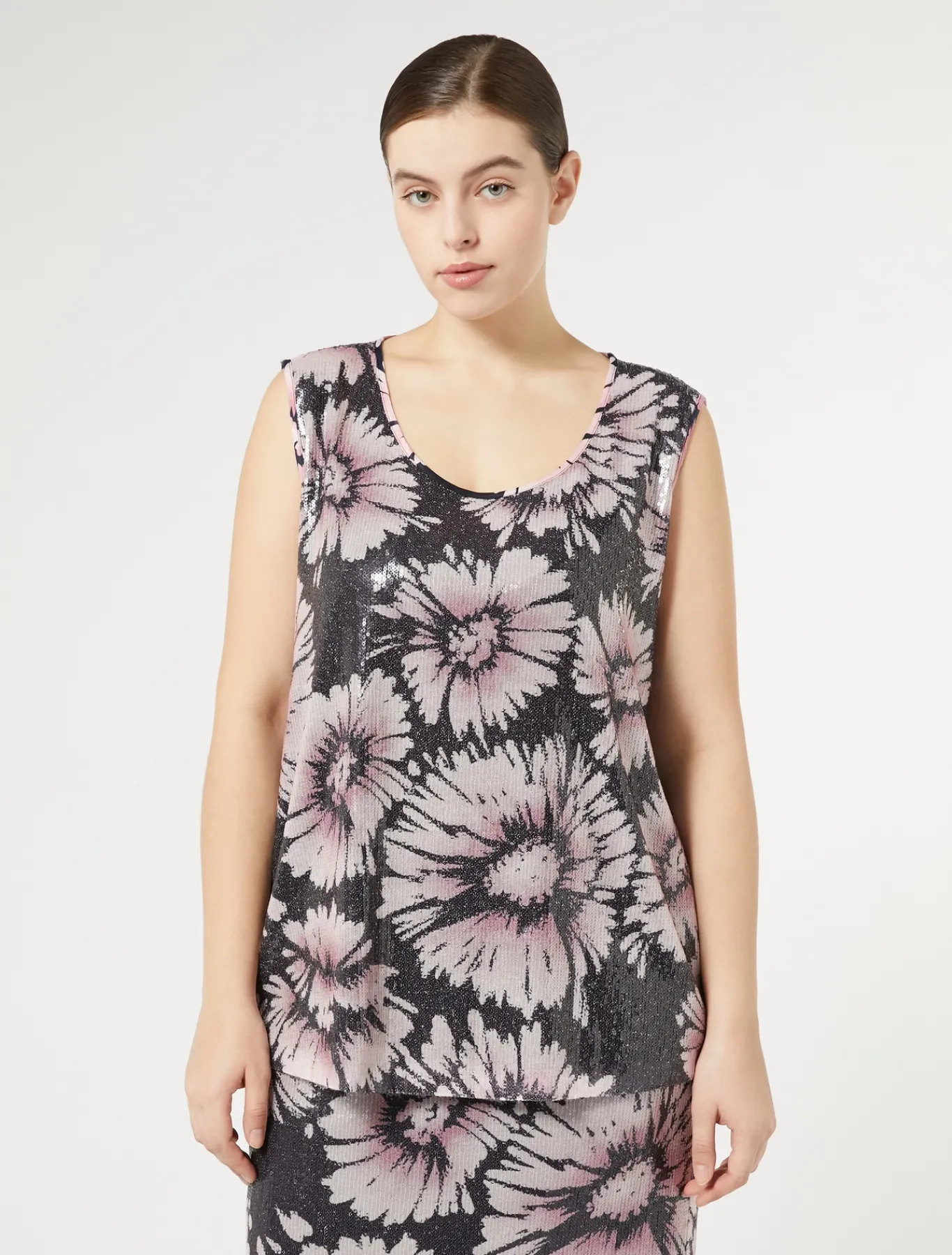 Marina Rinaldi Haut en paillettes et satin BLEUNUIT Clearance