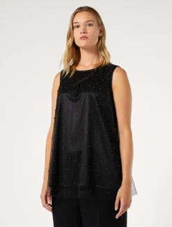 Marina Rinaldi Haut en tulle brodé NOIR New