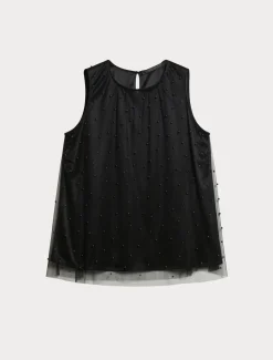 Marina Rinaldi Haut en tulle brodé NOIR New
