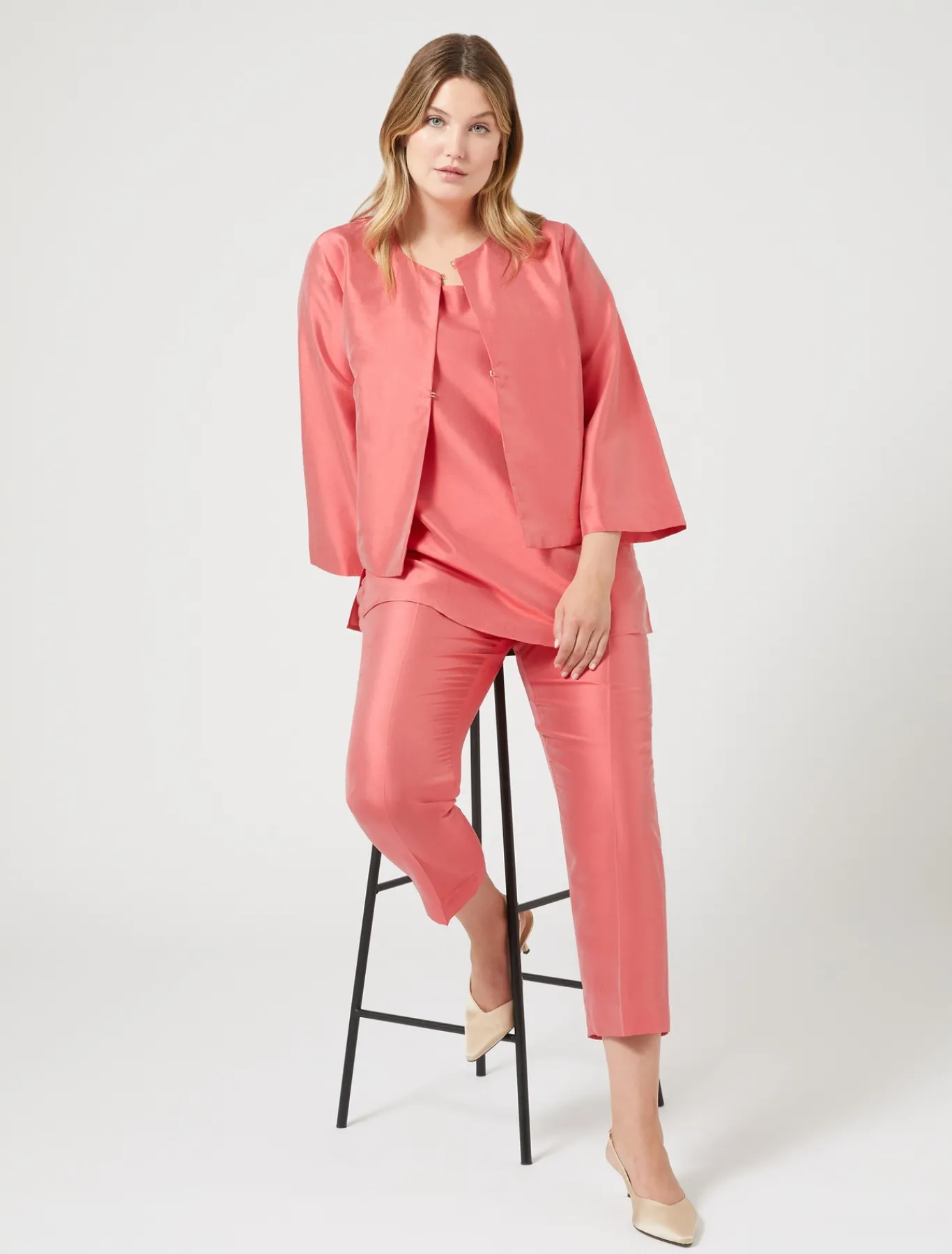 Marina Rinaldi Haut léger en shantung ROUGE Outlet