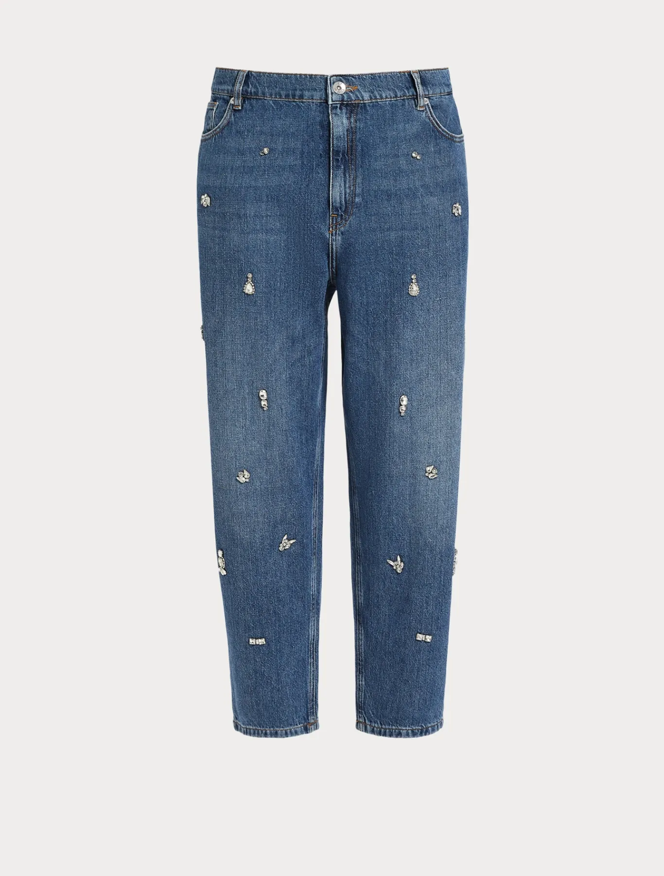 Marina Rinaldi Jean coupe masculine en denim brodé BLEU New