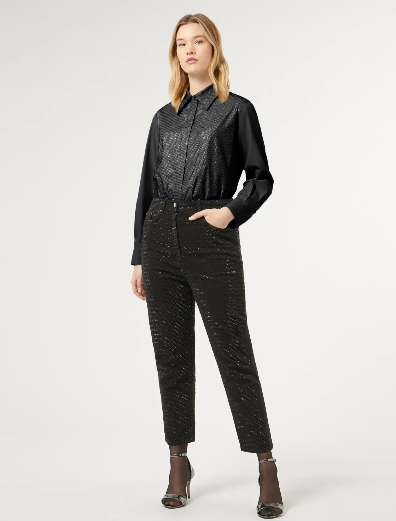 Marina Rinaldi Jean en denim avec strass MARRONFONCE Hot