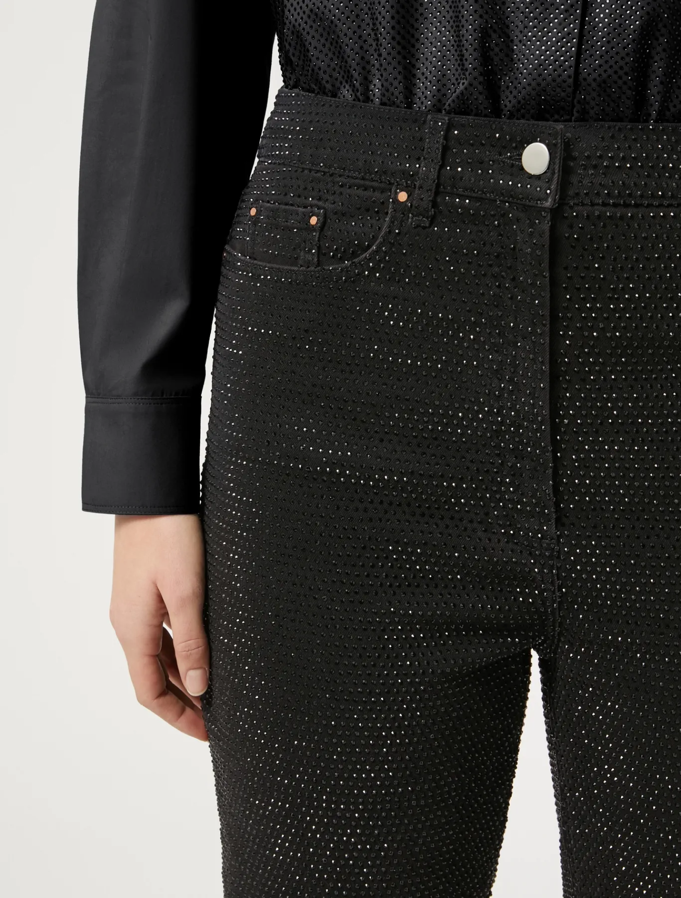 Marina Rinaldi Jean en denim avec strass MARRONFONCE Hot