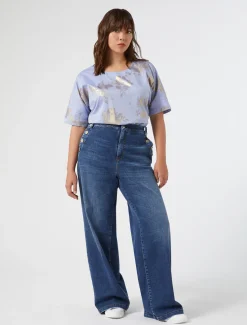 Marina Rinaldi Jean en denim de coton BLEU Outlet