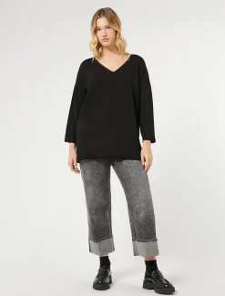 Marina Rinaldi Jean en denim de coton NOIR Outlet