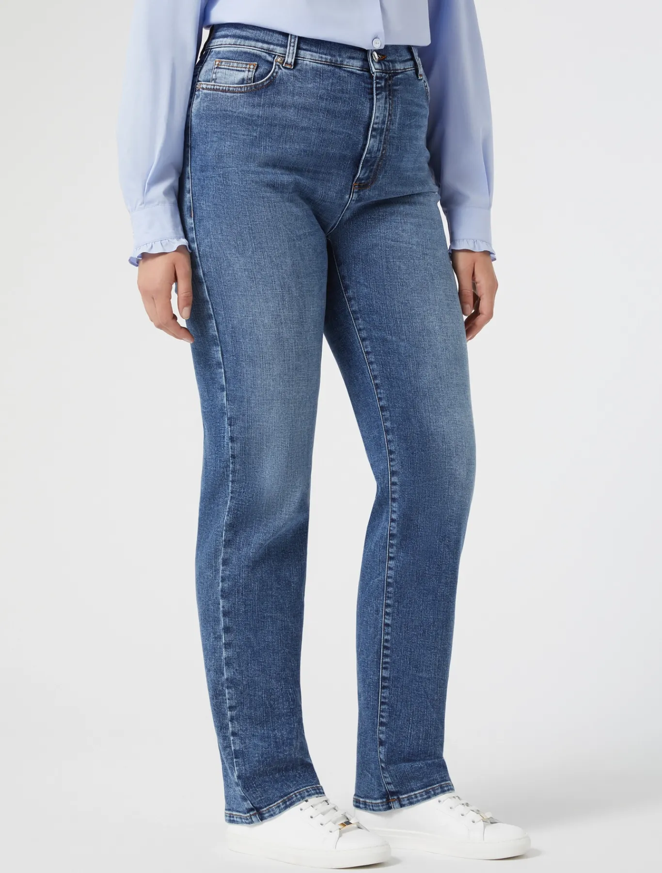 Marina Rinaldi Jean en denim de coton BLEU Clearance