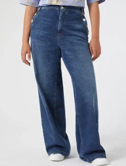 Marina Rinaldi Jean en denim de coton BLEU Outlet