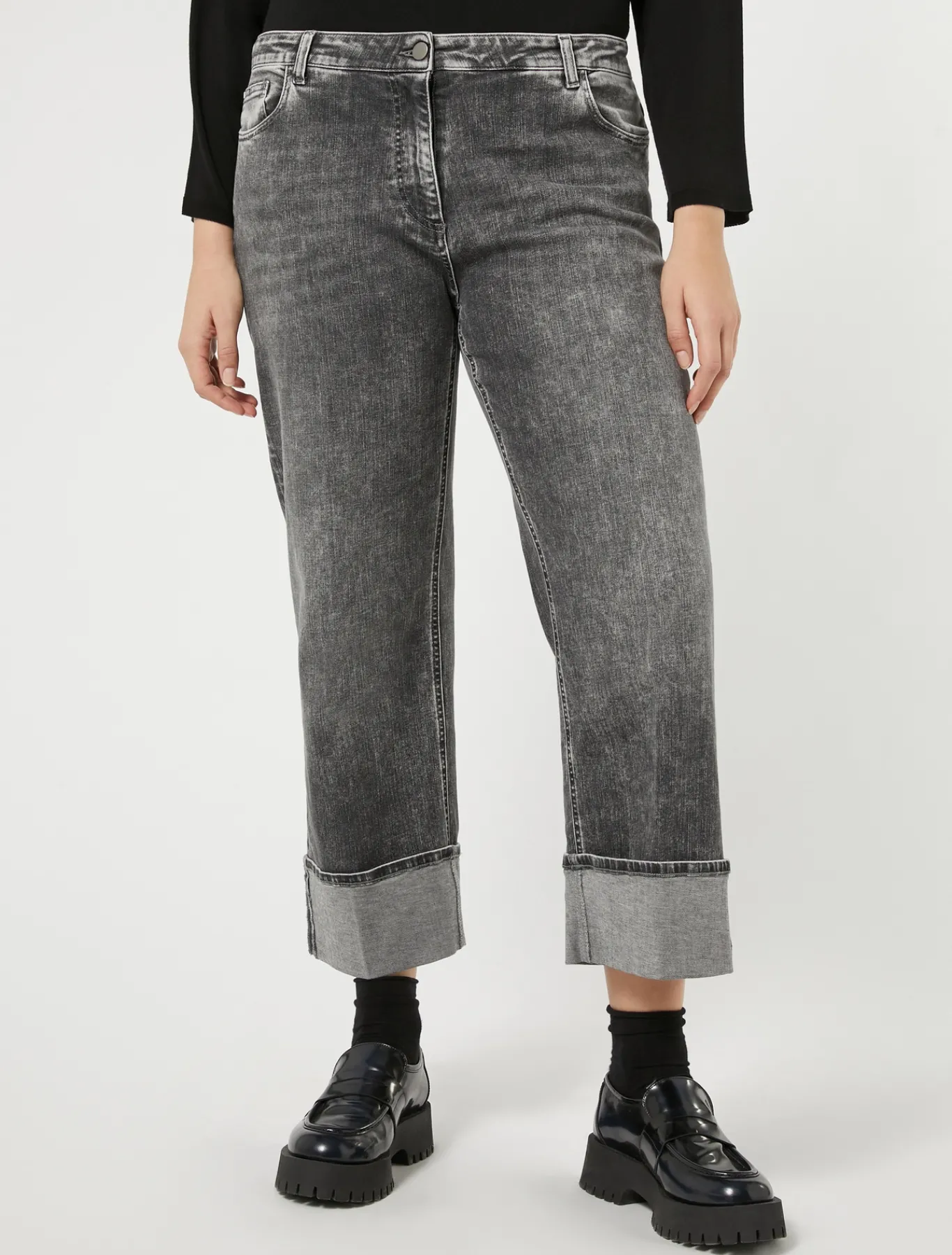 Marina Rinaldi Jean en denim de coton NOIR Outlet