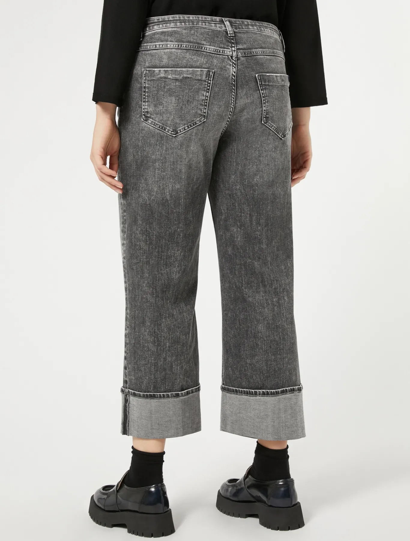 Marina Rinaldi Jean en denim de coton NOIR Outlet