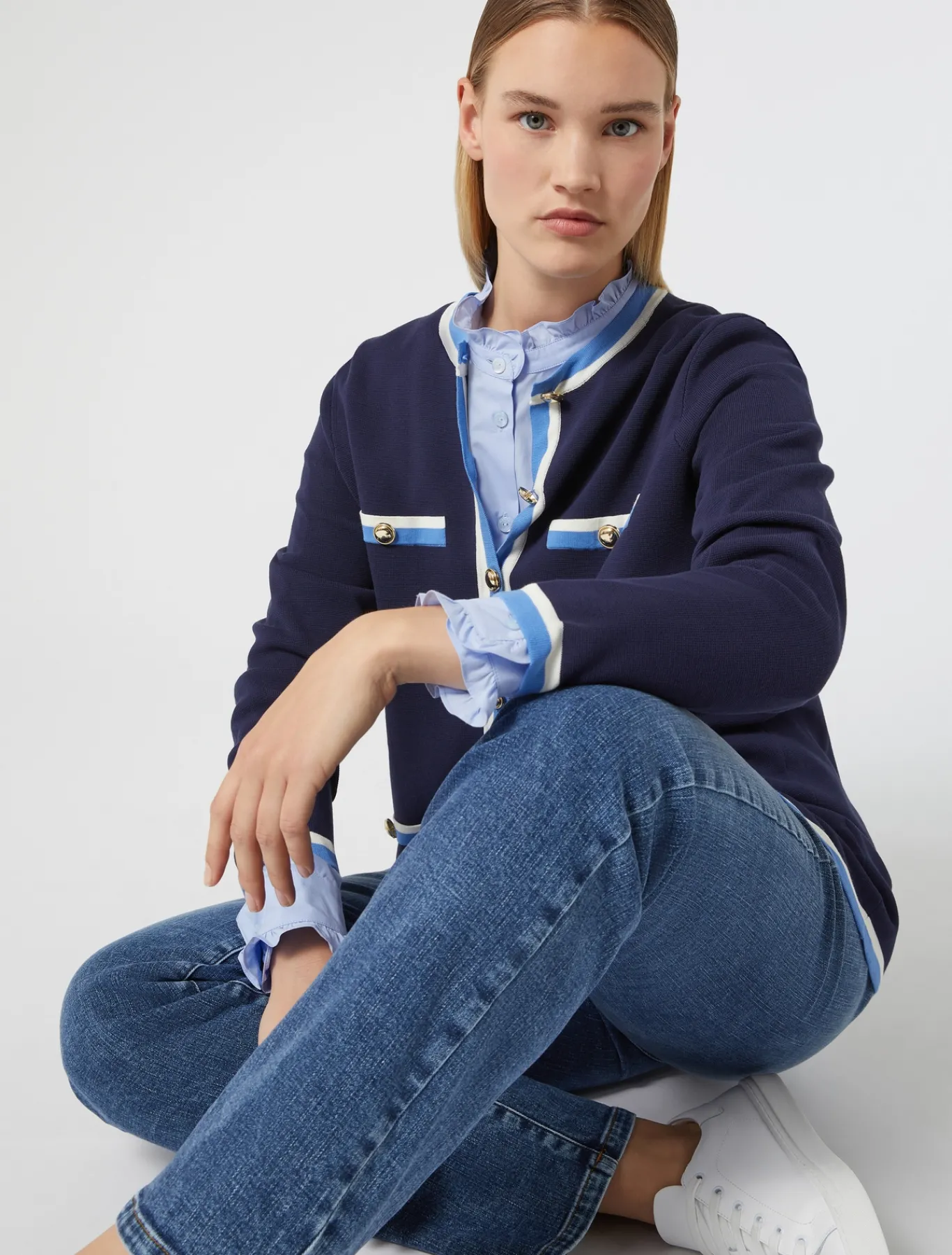 Marina Rinaldi Jean en denim de coton BLEU Clearance