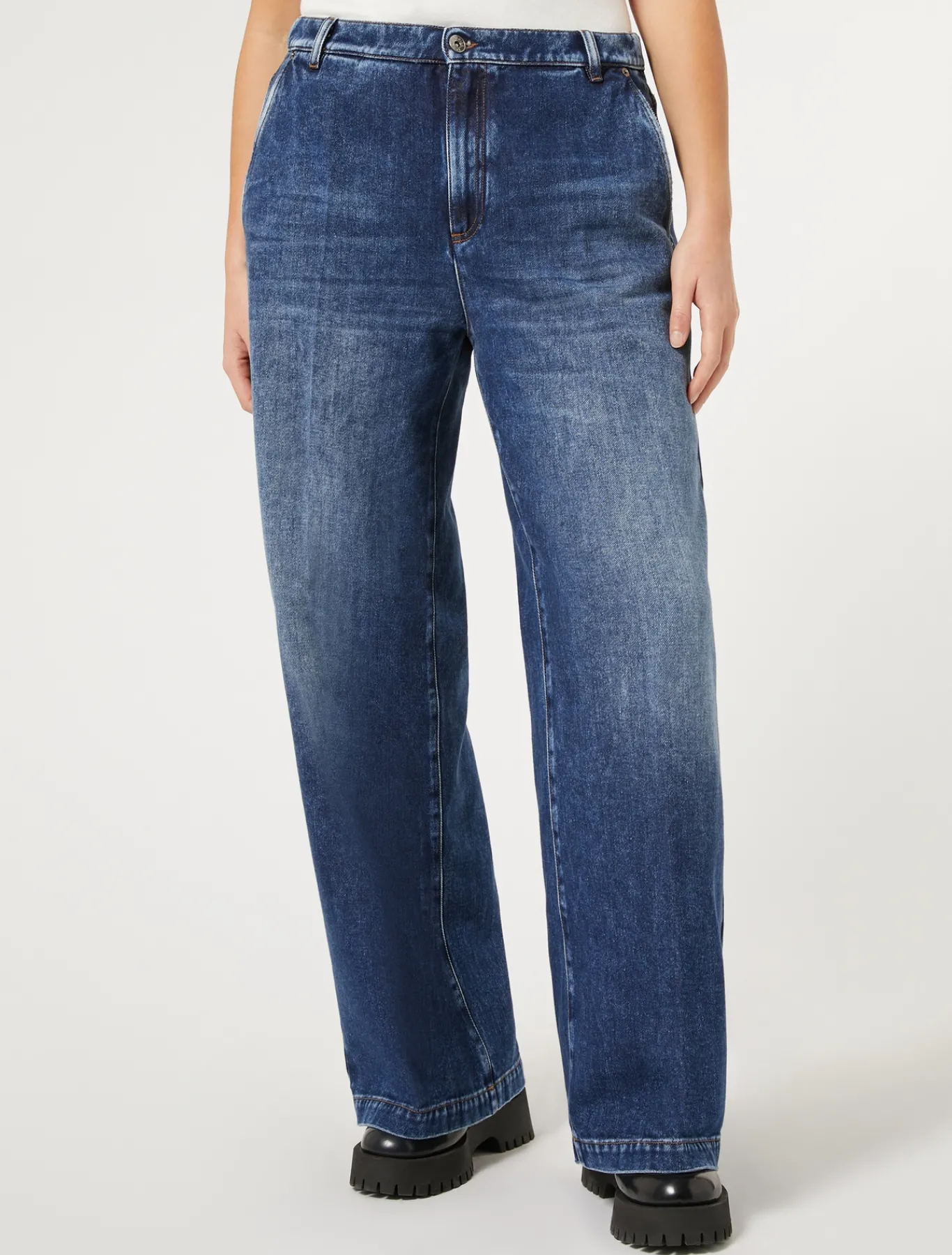 Marina Rinaldi Jean en denim de coton mélangé BLEU Fashion