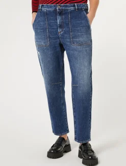 Marina Rinaldi Jean en denim de coton mélangé BLEU Clearance